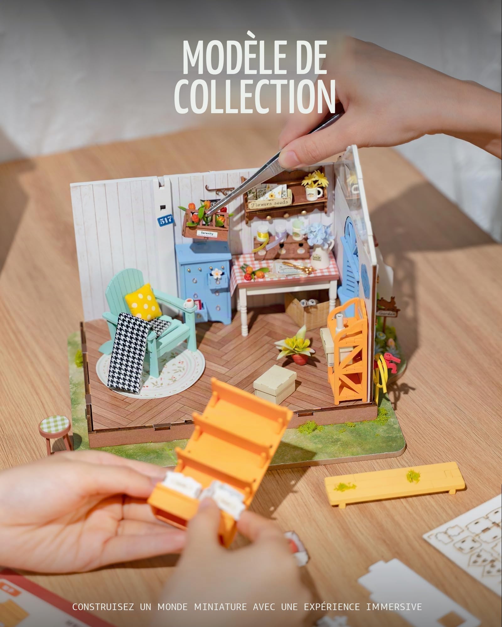 ROWOOD Maison De Poupée Dream Garden House, Mini-Salle De Bricolage en Bois, Échelle 1: 20 Modèle De Jouet Architecture, Kit De Bricolage Créatifcadeaux De Noël