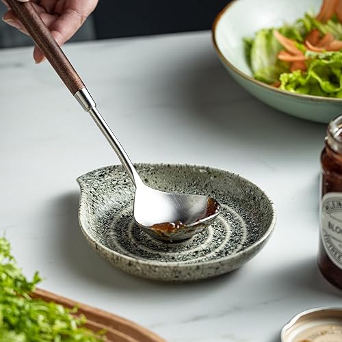 Miniatura 55 de Soporte de cuchara de cerámica para encimera de cocina, soporte de cuchara de porcelana para estufa, soporte grande para espátula, cucharas o Blanco