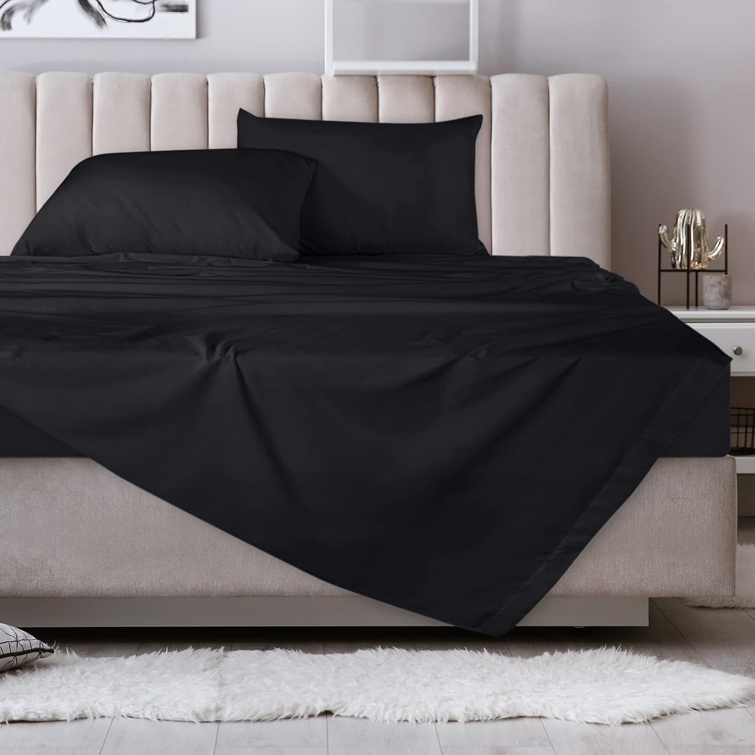 Utopia Bedding Flat Sheets - Pack of 6 - Soft Brushed Microfiber Fabric - Shrinkage & Fade Resistant Top Sheets - Easy Care (Twin, Black) : Home & Kitchen