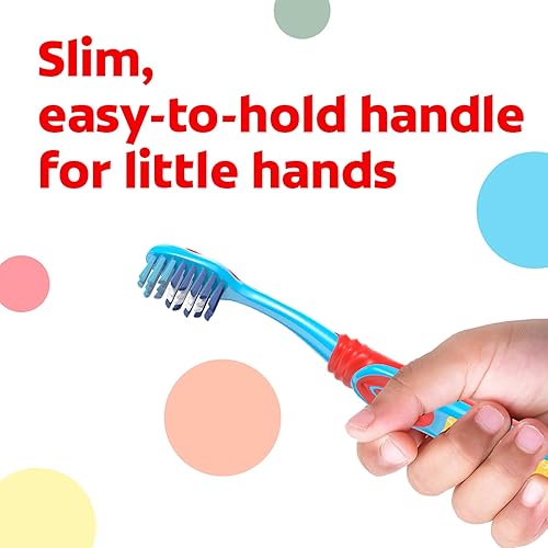 Miniatura 32 de Colgate Cepillo de dientes para niños, Minions, con cerdas extra suaves y soporte de ventosa integrado, paquete de 4