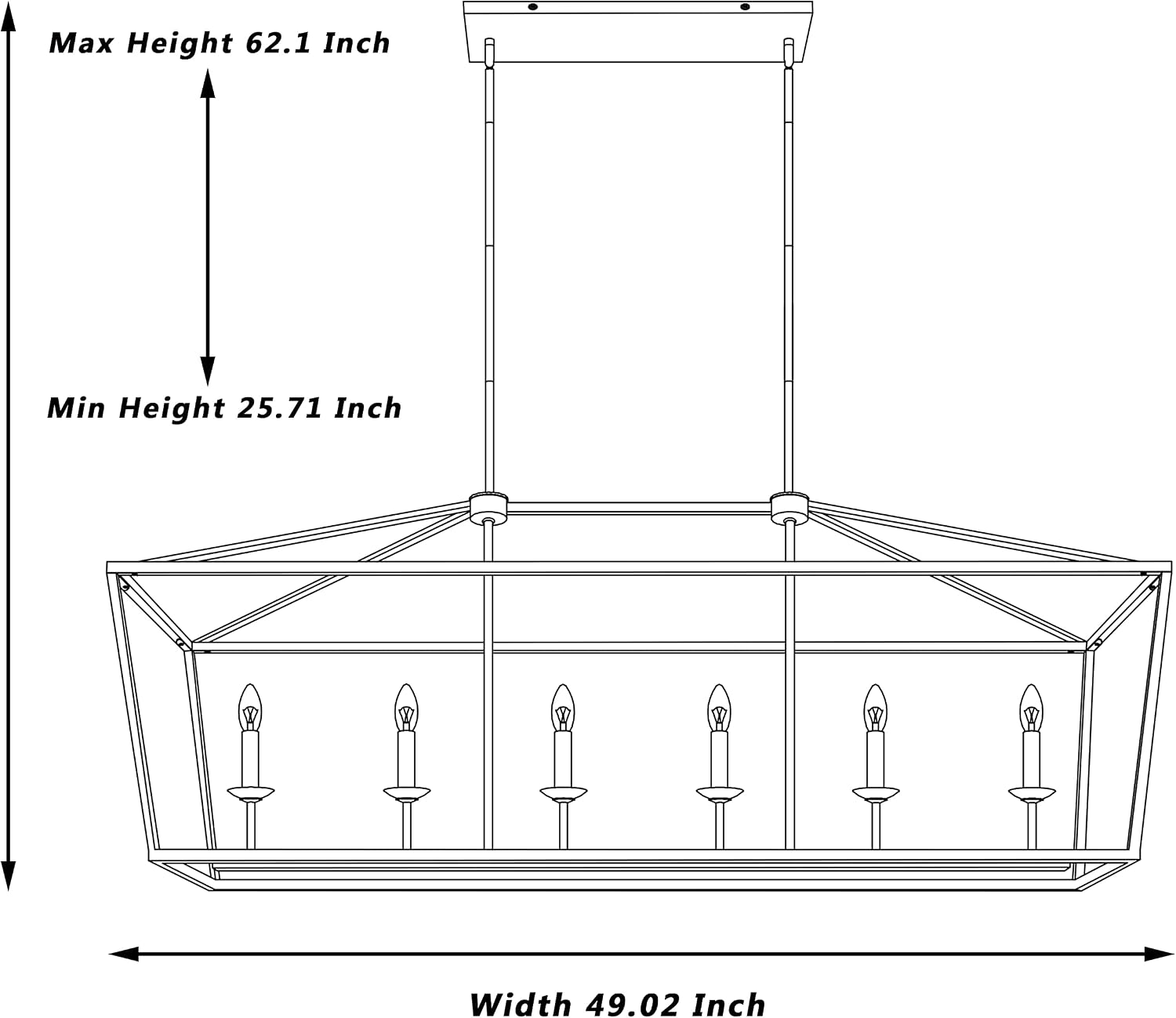 Vanity Art 6 Lights Kitchen Island Linear Pendant Chandelier | Modern Hanging Lighting Farmhouse Light Fixtures for Over Dining Table Kitchen Living Room (Brass Dust) 12036BD