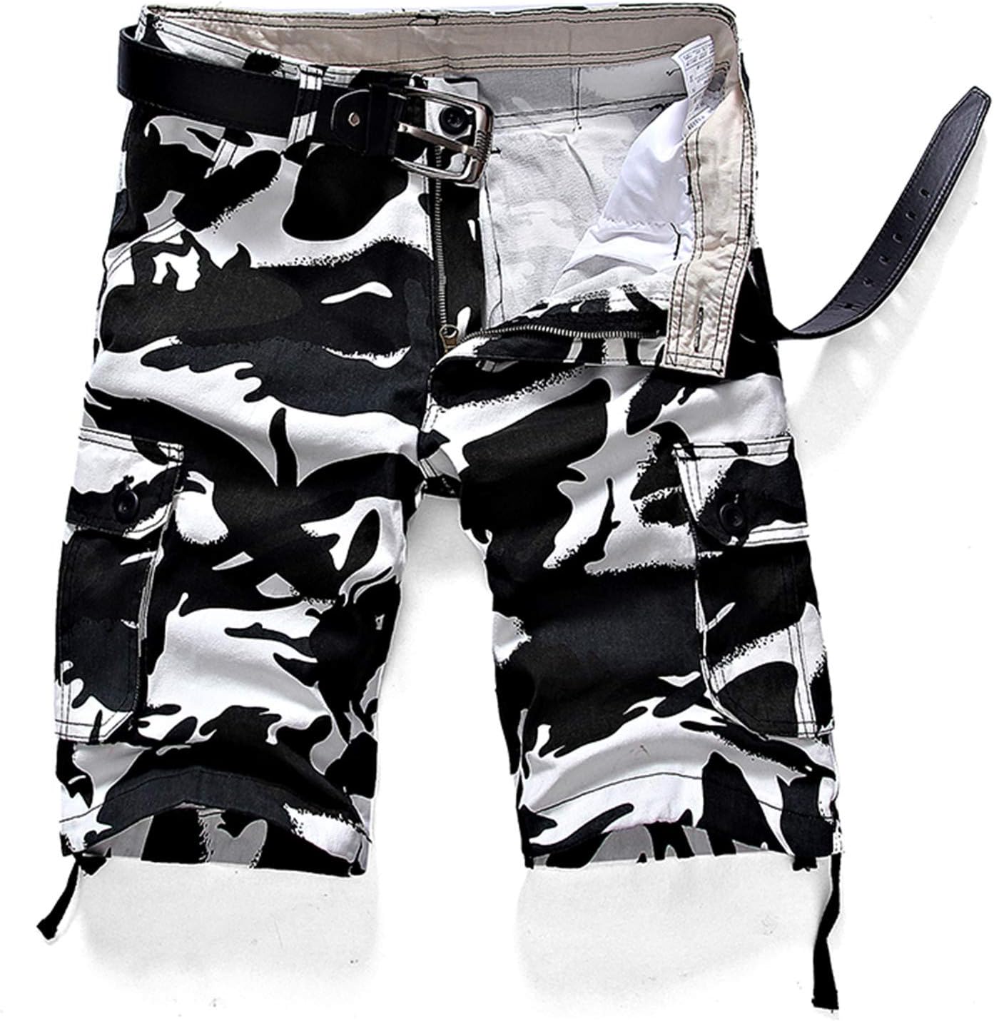 Yiqinyuan Camouflage Cargo Shorts Men Summer Casual Cotton Loose Baggy Multi Pocket Pants Streetwear Army Military Shorts