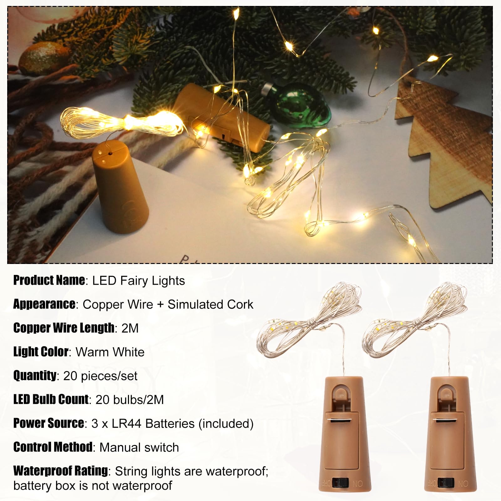 12 pièces Guirlande Lumineuse, Lampes de 2M, LED Bouteille Lumière 12 pièces Guirlande Lumineuse, Lampes de 2M, LED Bouteille Lumière