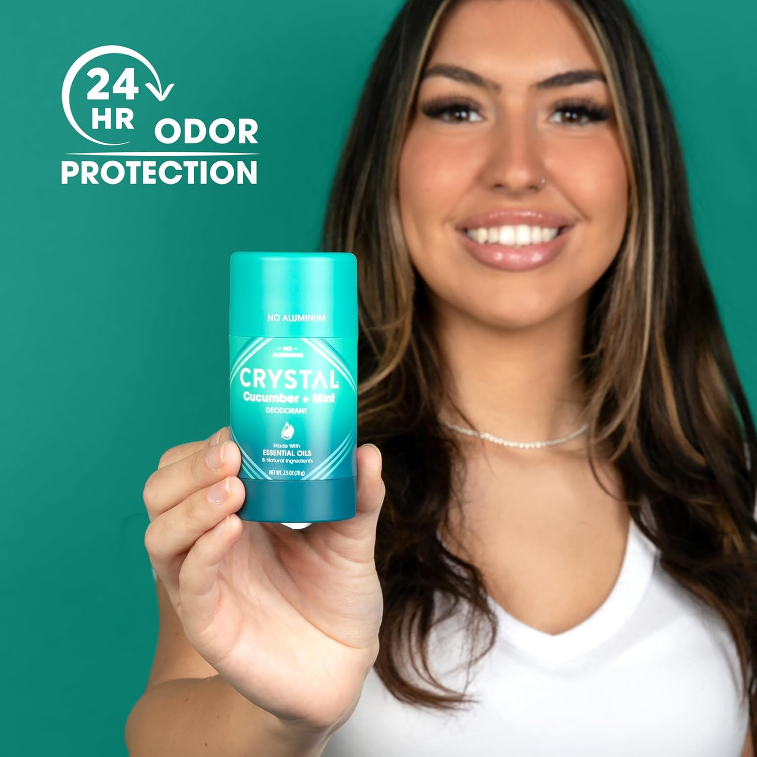 Crystal Magnesium Solid Stick Natural Deodorant, Non-Irritating Aluminum Free Deodorant for Men or Women, Safely and Effectively Fights Odor, Baking Soda Free, Cucumber + Mint, 2.5 oz (Pack of 2)