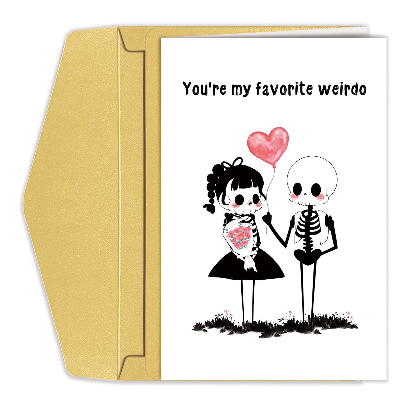 Cute Halloween Skeleton Love Card, Spooky Valentines Day Card for Him Her Family Friends, Dark Humor Anniversary Card for Husband Wife