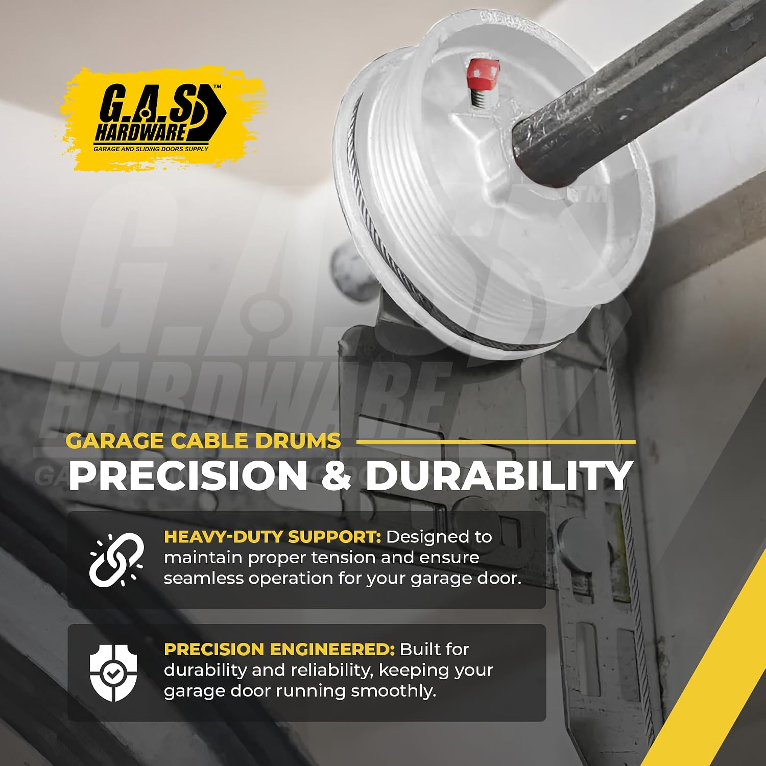 White Series Garage Door Cable Drums Hardware Parts for Doors up to 12' Feet Door, Large Lift - Heavy Duty Long Lasting Drum for Torsion Spring Cables