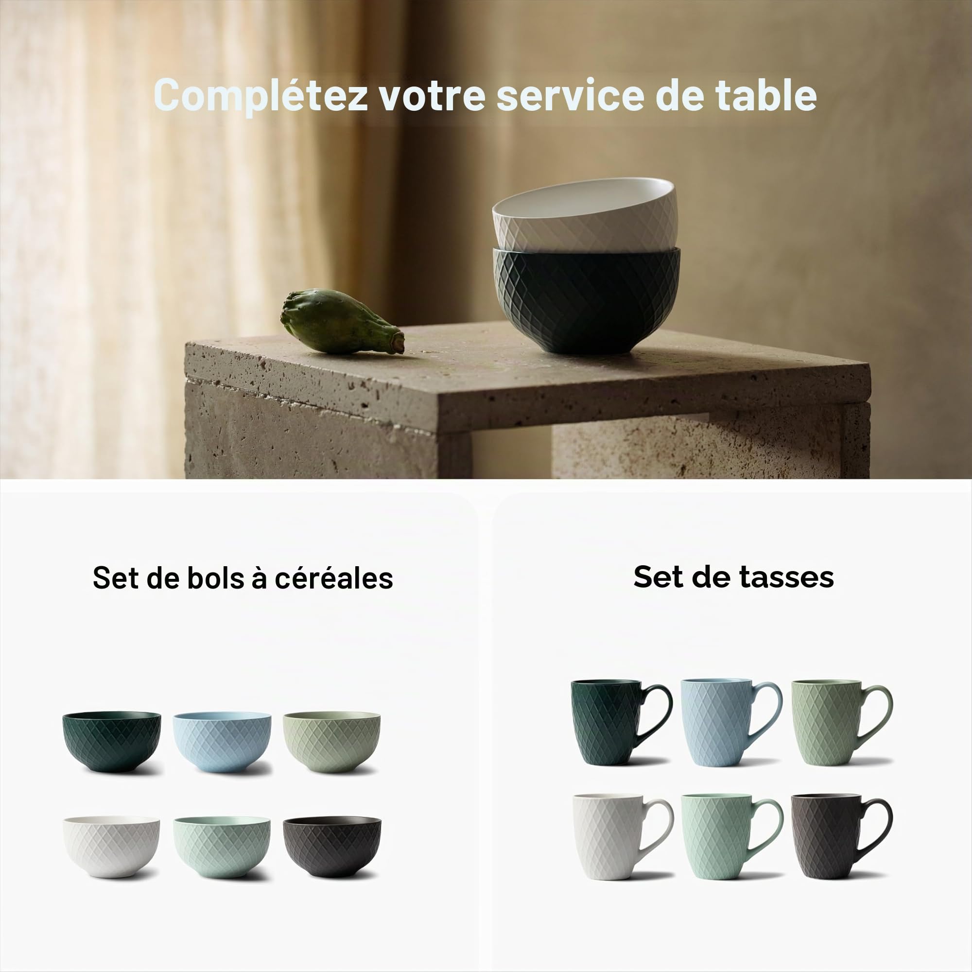 KIVY Service de table pour 6 personnes, résistant aux rayures et au lave-vaisselle, 6 x 27 cm + 6 x 22 cm, moderne, 12 pièces, vert, assiettes plates