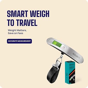 Boldfit Weight Machine For Luggage Weighing Scale For Luggage Capable Upto 50 Kg Weight Luggage Weight Machine Weighing Machine For Luggage With LCD Display Luggage Weighing Scale, Grey
