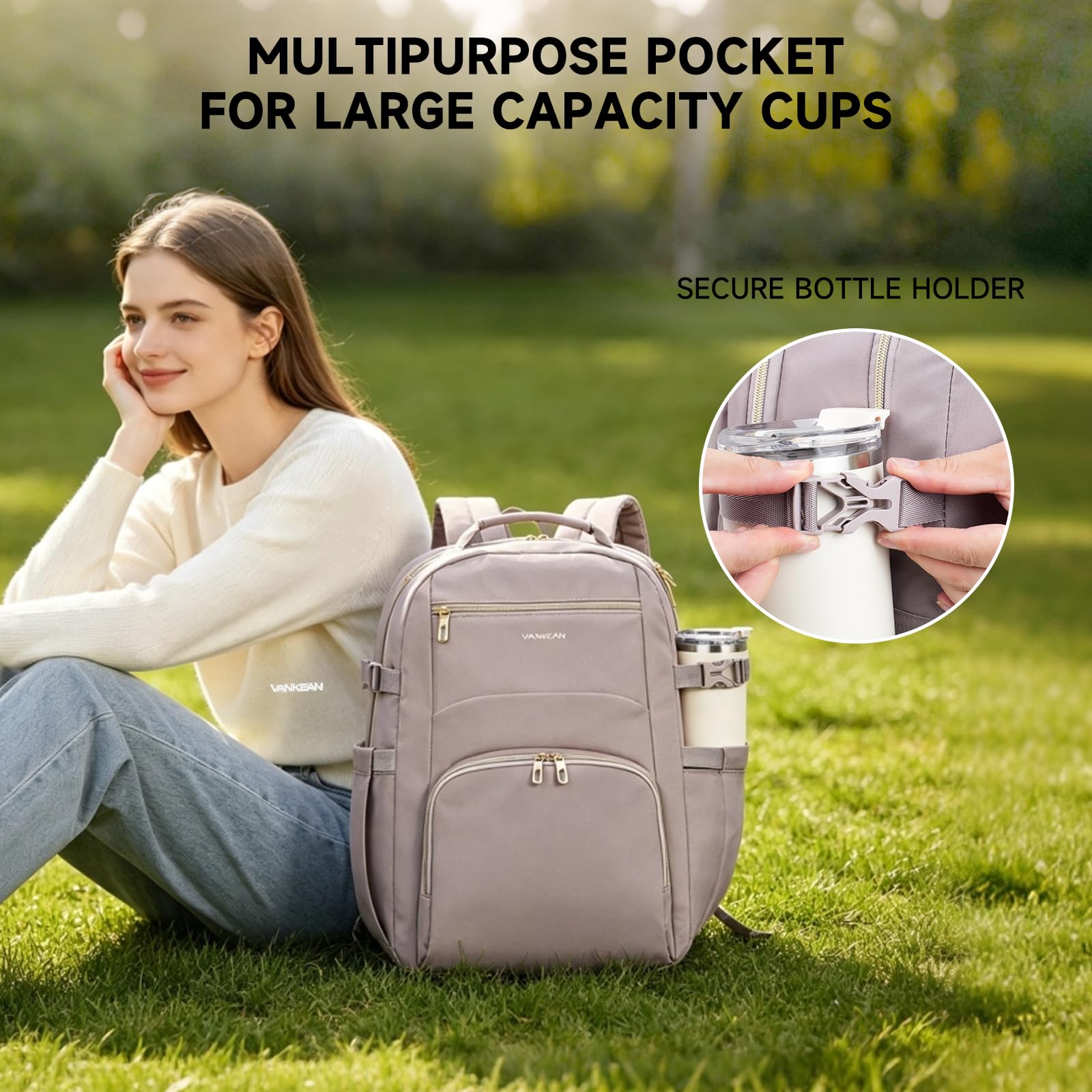 VANKEAN Zaino per laptop da 17 pollici, unisex, rosa