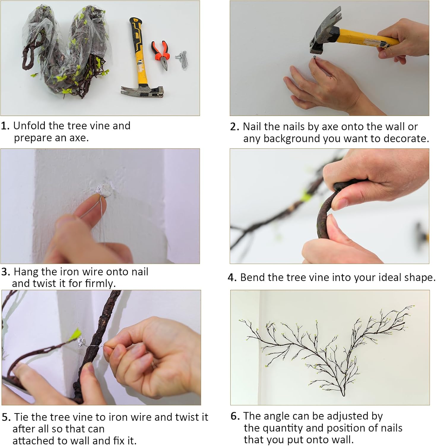 118 inch Large Bendable Artificial Floral Tree Branches Twigs Vines Cherry Blossom Trunk Ivy Wood Wall Fake Hanging Plants Willow Grapevine Garland for Wedding Arch Jungle Halloween Patio Decoration