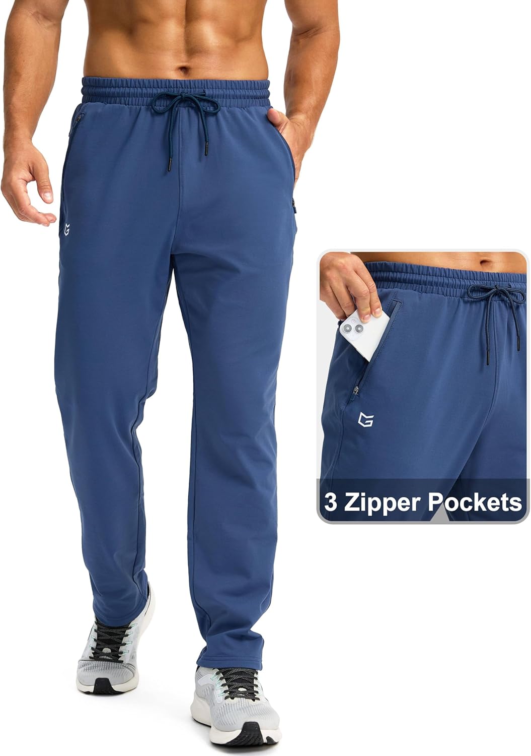 G Gradual Men's Fleece Lined Winter Pants with 3 Zipper Pockets Warm Athletic Joggers Workout Running Sweatpants for Men - Image 2