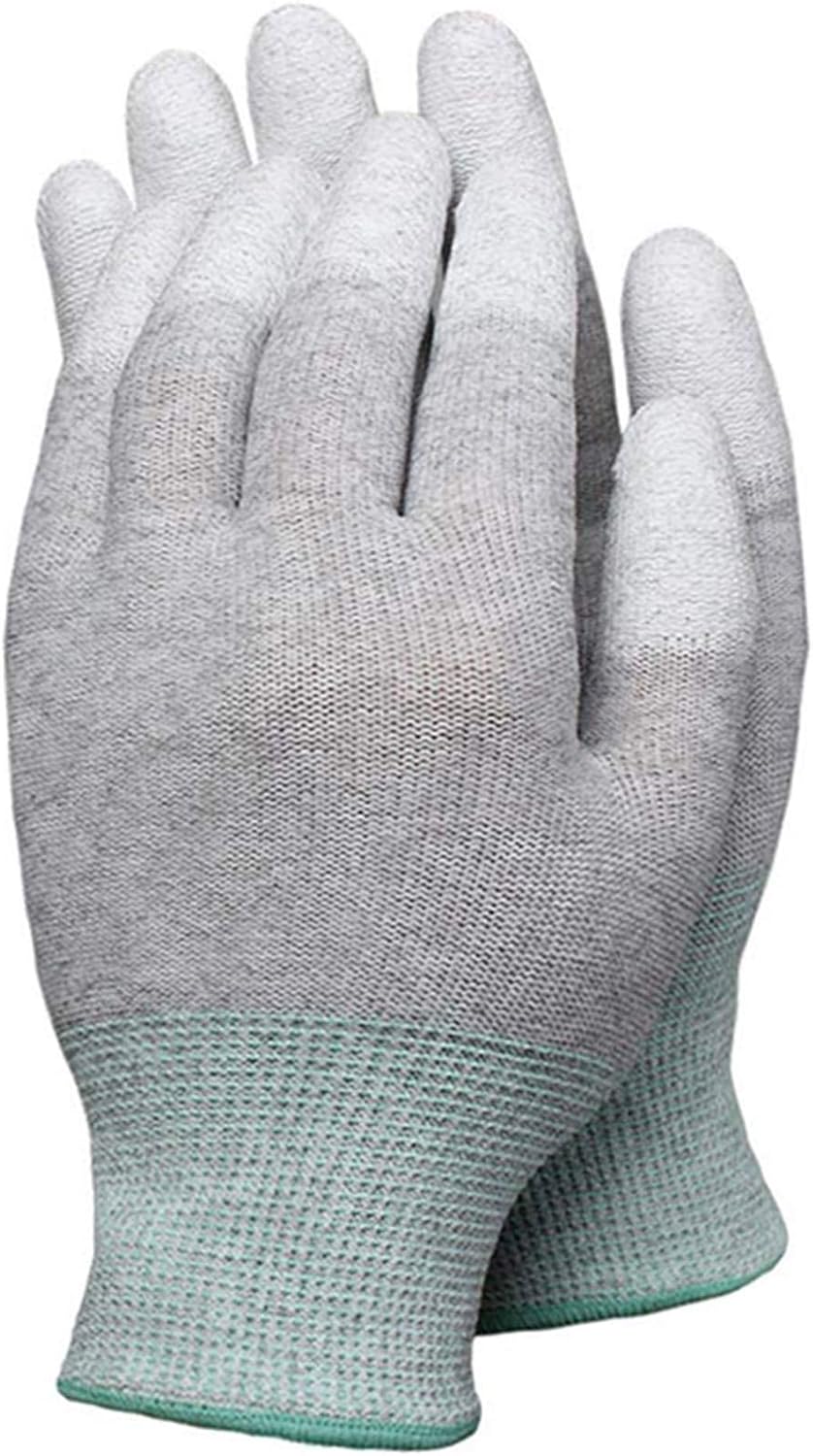 VIPER 10 Pairs Anti Static Gloves, Coated Fingertip Grey Carbon Fibers,13G ESD Safety Work Gloves