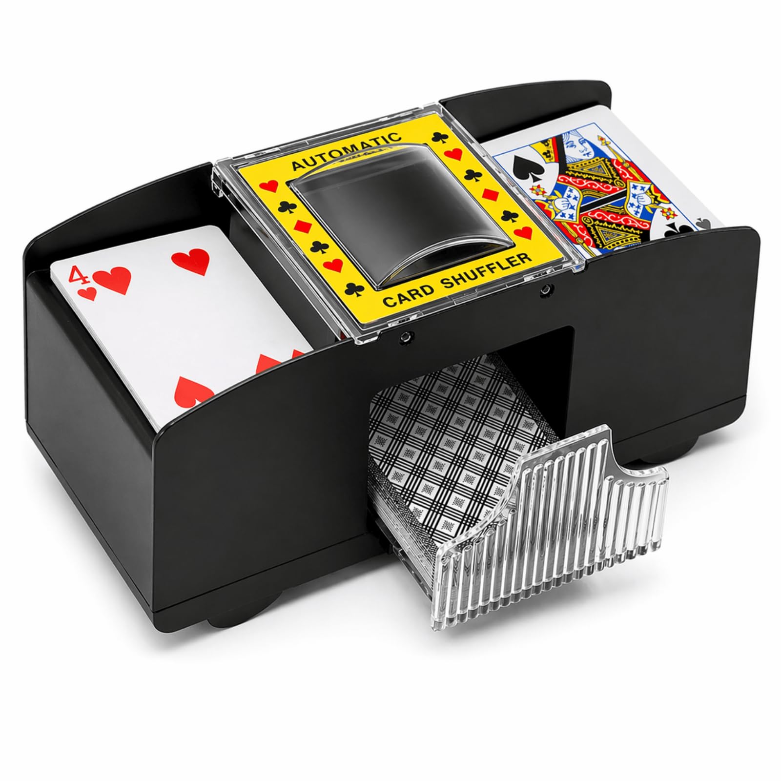 ZAKVOP Automatic Card Shuffler 1-2 Deck for UNO Playing Card Game, Electric Poker Card Shuffler Machine, Electric Shuffler Machine for Blackjack, Texas Hold'em, Family Party Travel (Battery Operated)