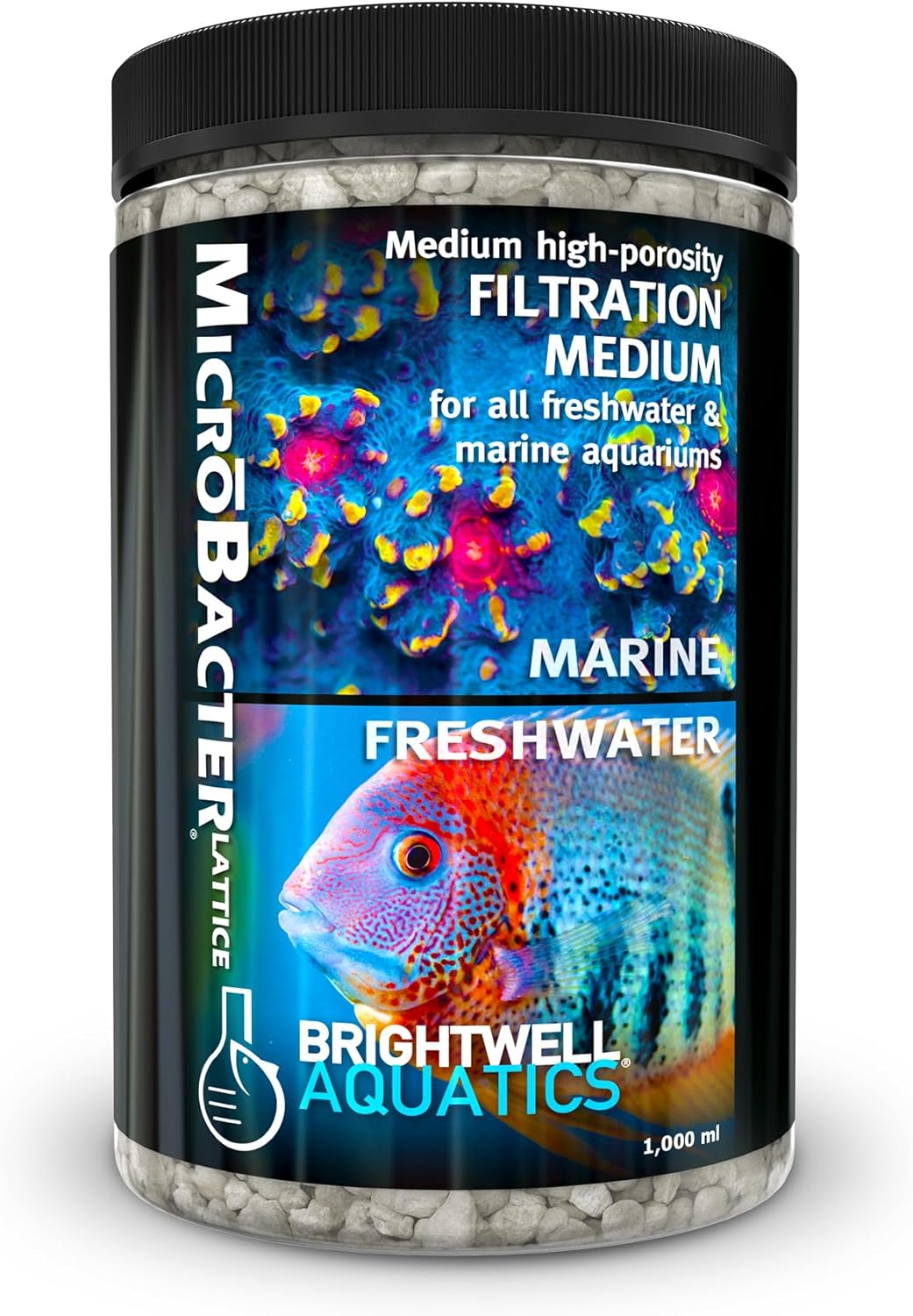 Brightwell Aquatics MicroBacter Lattice Medium – Porous Biological Filtration Medium for use in Freshwater, Planted, Brackish Aquariums and Systems, 20 Liter