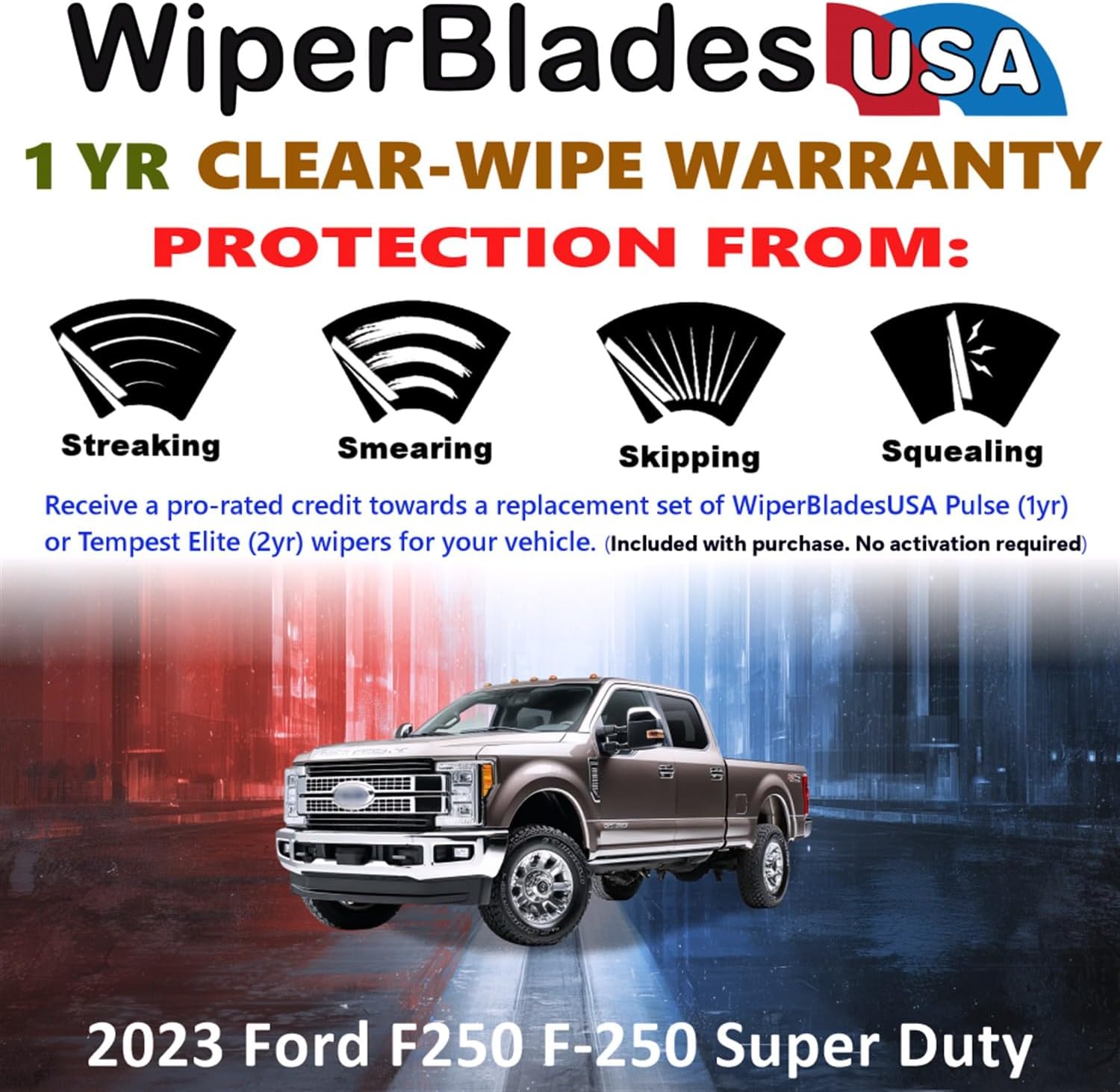 Wiper Blades for 2023 Ford F250 F-250 Super Duty Wipers w/1yr Warranty (Set of 2)