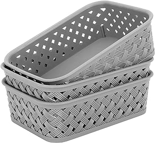 MaxGear Organization and Storage 3 Packs, Plastic Storage Basket, Organizer Bins for Organizing, Small Storage Bins for Home