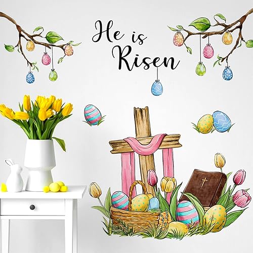 Miniatura 1 de Yovkky Calcomanías de pared de flores de jardín, primavera y verano, narciso, iris, decoración del hogar, dormitorio, mariposa, libélula sala de