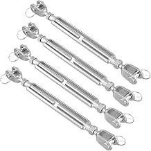 4 PCS 1/2 x 6 Inch M12 Galvanized Steel Turnbuckle, 4400 lbs Working Load Limit,Heavy Duty Jaw and Jaw Turnbuckles for Cables Wire Rope Tension, Sun Shade Tent