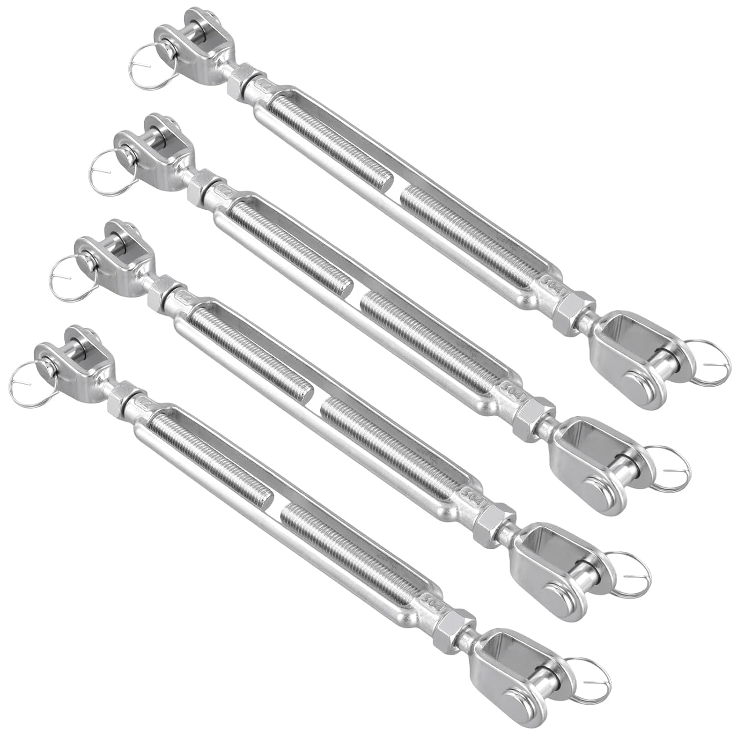 4 PCS 1/2 x 6 Inch M12 Stainless Steel Turnbuckle, 4400 lbs Working Load Limit,Heavy Duty Jaw and Jaw Turnbuckles for Cables Wire Rope Tension, Sun Shade Tent