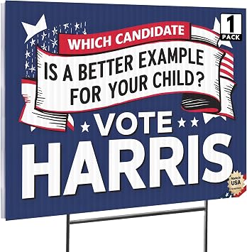 Vote Harris Yard Sign with Stakes, Double Sided Political Yard Sign for Democratic Party D1 1-Pack 16x12