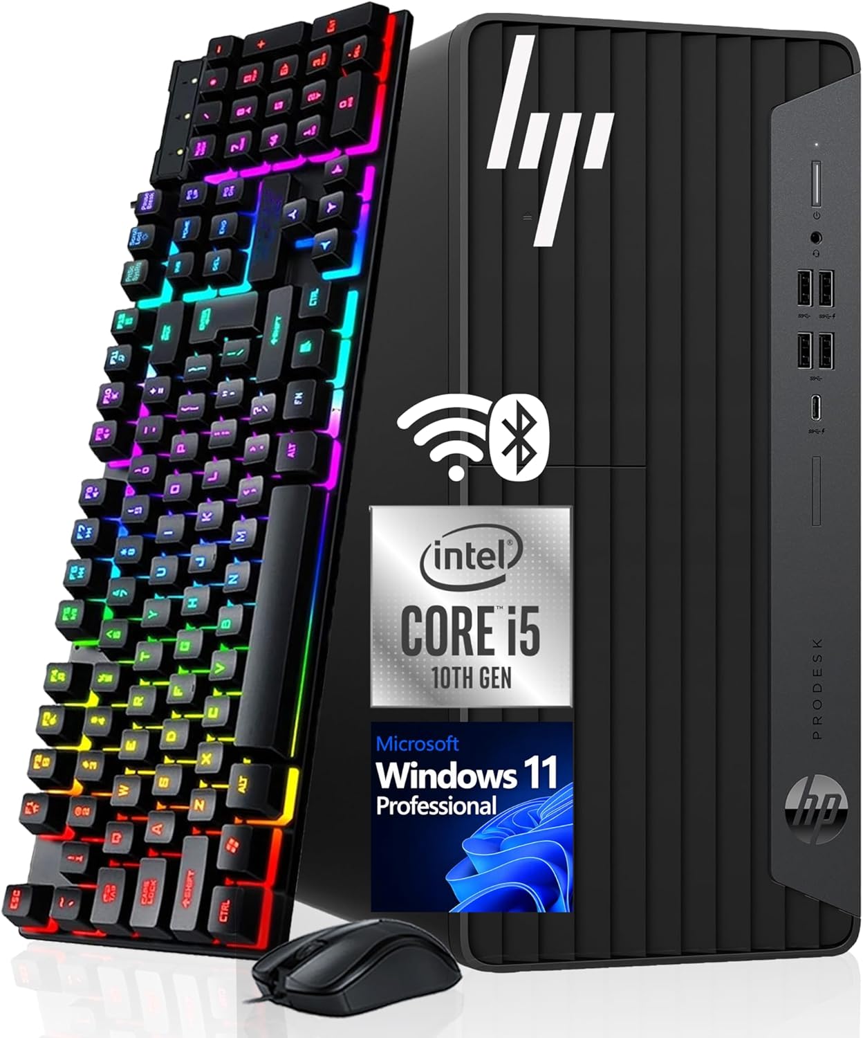 HP ProDesk 600 G6 Microtower Desktop Computer PC, Six-Core i5-10500 Up to 4.50 GHz, 16GB DDR4, 256GB SSD, Keyboard & Mouse, WiFi, BT, 4K Support, Windows 11 Pro (Renewed)