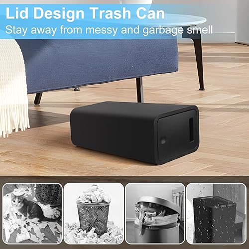 Miniatura 3 de Botes de basura de baño con tapas, paquete de 2 botes de basura de cocina de 2.6 galones con tapa desplegable, cesta de basura pequeña y estrecha a