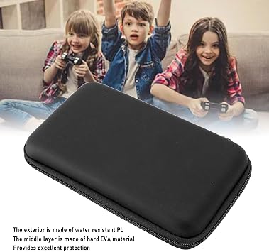 ciciglow Game Console Carrying Case, Hard Shell Travel Protective Case with 8 Game Slots, Water EVA Framework and Wrist Strap Fits for New 3DS XL New 2DS XL, for GPD 5.5in, Black
