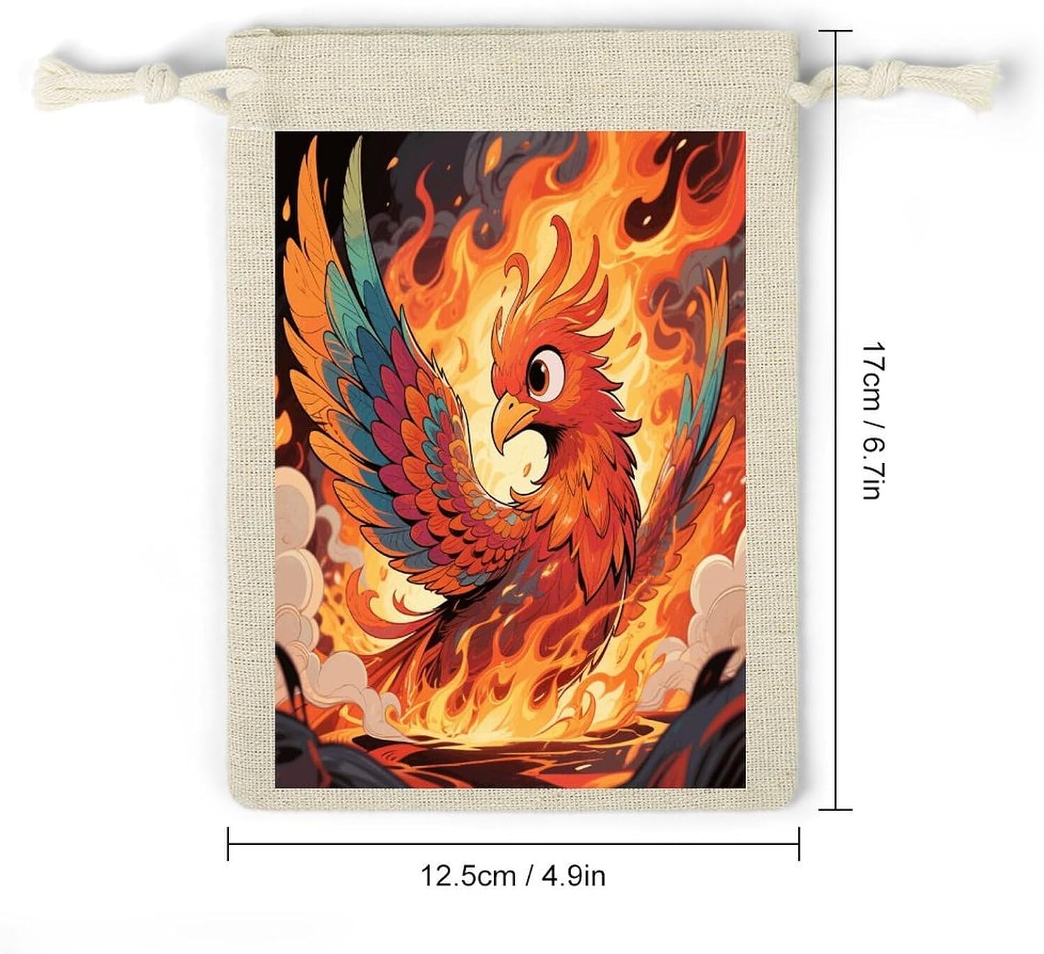 Manga Phoenix Drawstring Bag Fashionable Cinch Bags Bunches Pocket Set of Eight Multipurpose Drawstring Storage Bags for Daily Storage Kitchen Dressing Table