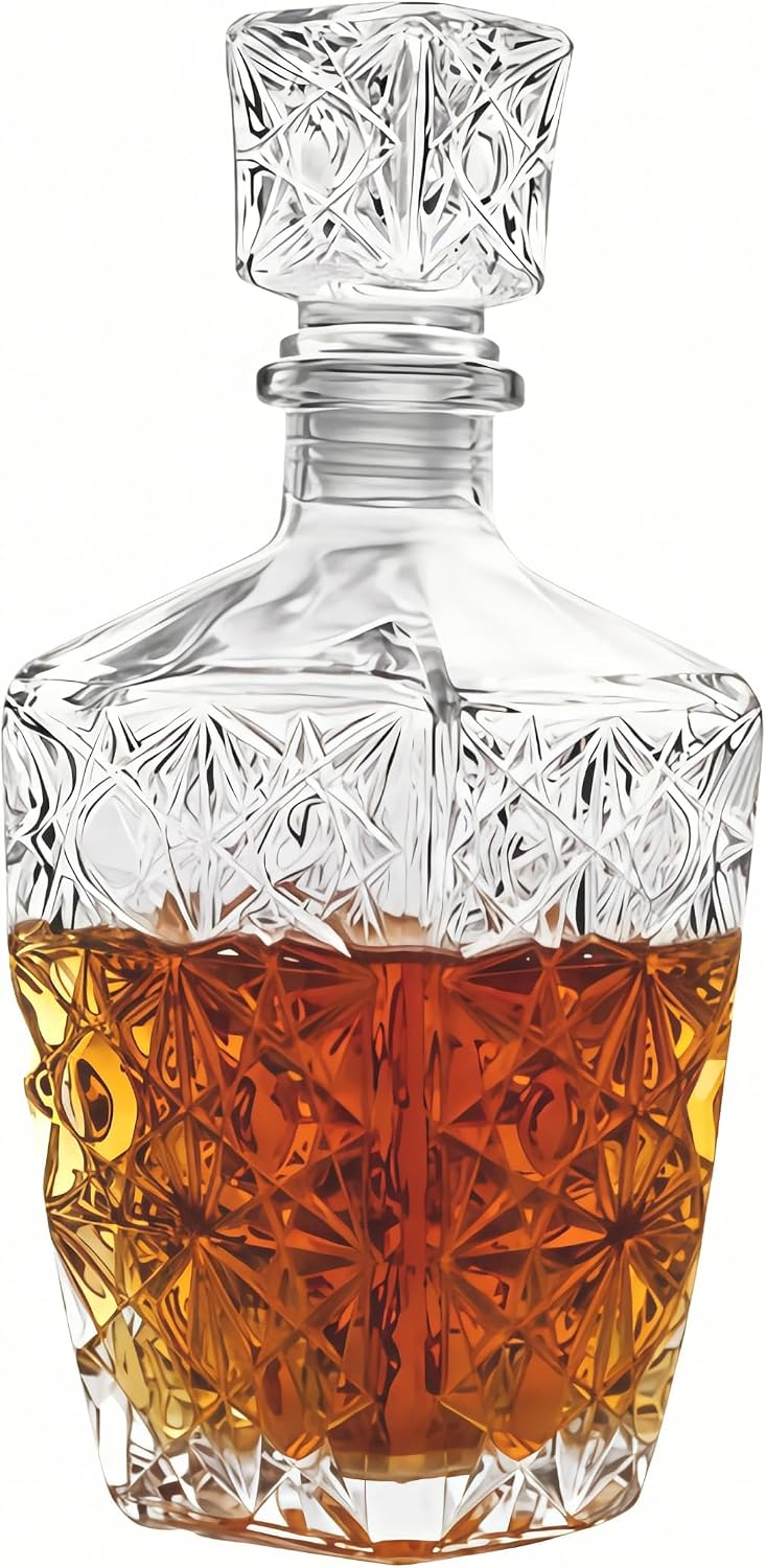 Crystal Whiskey Decanter With Glass Stopper,Decorative Vase for Flower