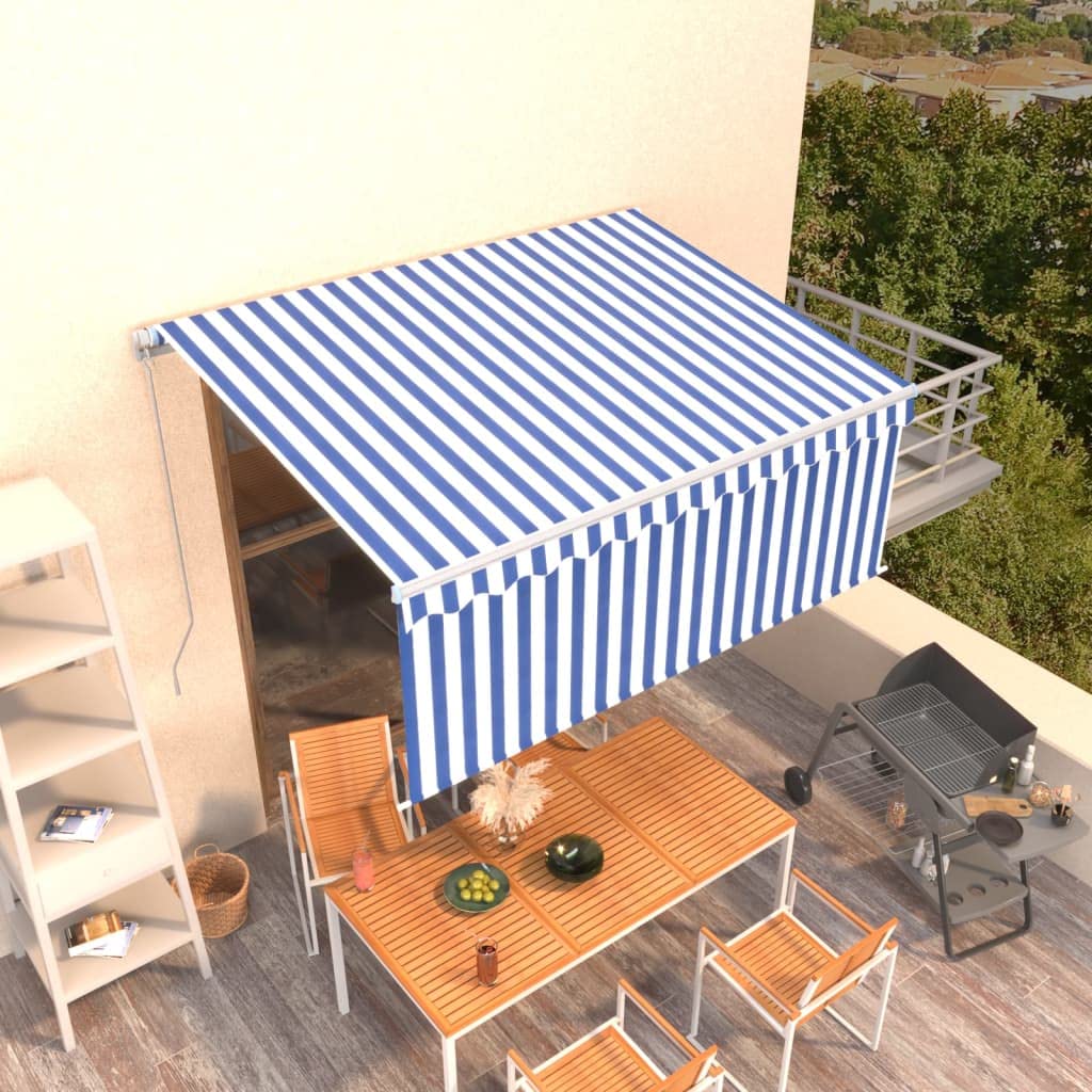 Tenda da sole retrattile manuale, 350 x 250 cm, struttura in alluminio, in poliestere resistente ai raggi UV, per balcone, terrazza, giardino, design moderno