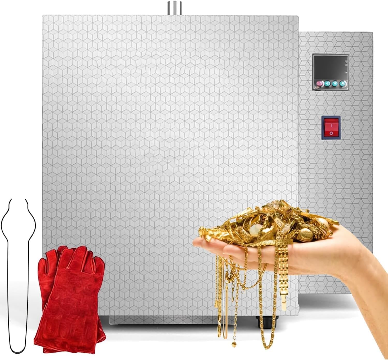 1500W Electric Burnout Oven Kiln, Electric Kiln Furnace, Max 800/900℃ Metal Melting Furnace, Lab Enclosed Muffle Furnaces for Wax Casting, Clay DIY, Metal Tempering, Glazing on Pottery