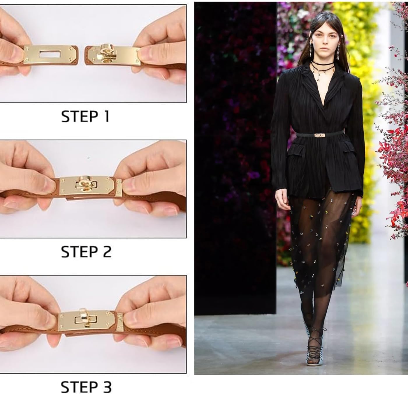 2PCS Adjustable Womens Belts for Jeans Dresses Slim Leather Stretch Belt Perfect Fit Everyday Casual Office Wear Comfortable Versatile - Image 4