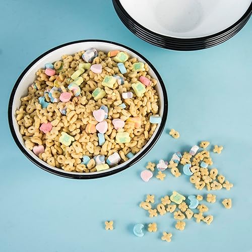 Miniatura 5 de Cinsa Juego de 6 cuencos de acero esmaltado de 7 pulgadas, cuencos duraderos para interiores y exteriores, para campamento y decoración de granja,