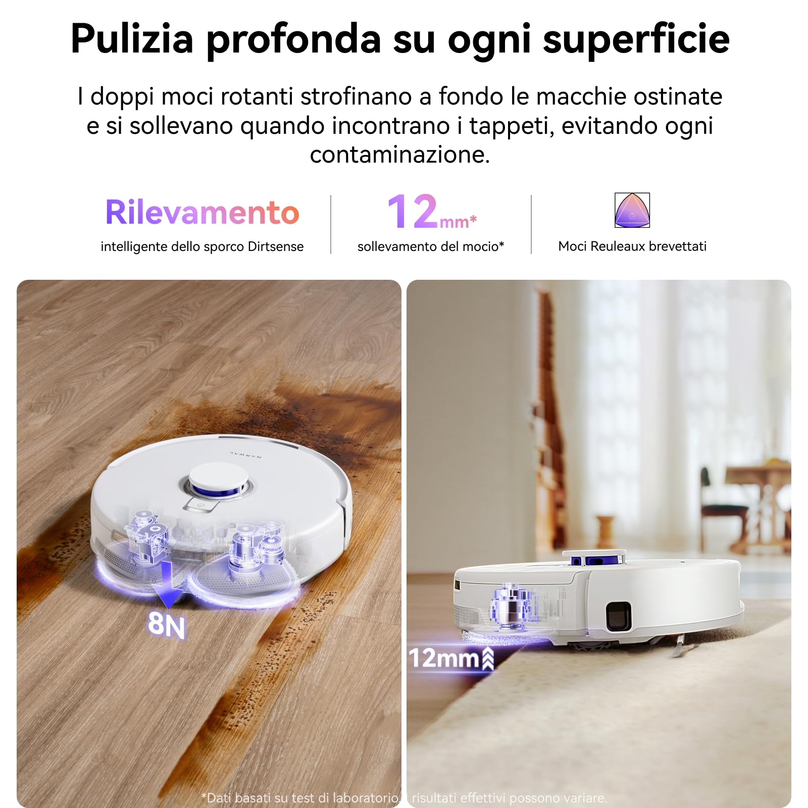 NARWAL Freo Z10 Robot Aspirapolvere e Lavapavimenti con Sistema Anti-Groviglio, 15.000Pa, Lavaggio 75°C, Asciugatura, Sollevamento Auto, Autosvuotamento, Evita Ostacoli, per Peli Animali