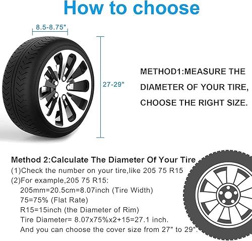 Miniatura 4 de Juego de 4 fundas de neumáticos para ruedas de caravana, no tejidas, impermeables, con revestimiento UV, protectores de neumáticos universales para