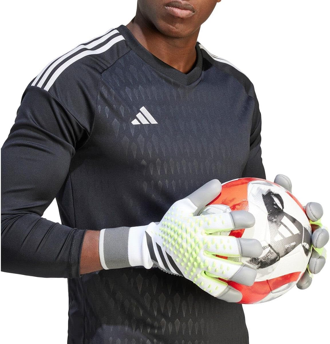 adidas Unisex-Adult Competition Predator Pro Hybrid Goalie Gloves (White/Lucid Lemon/Black, Size 9.0)