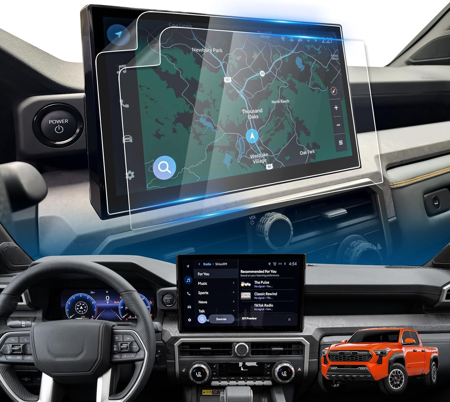 LFOTPP 2P 2024 Tacoma Screen Protector Plastic [Anti-Reflection] for 2024 T oyot a Tacoma [Limited/Trailhunter/TRD Pro/TRD Off-Road] 14-inch 2024 Tacoma Accessories Plastic HD