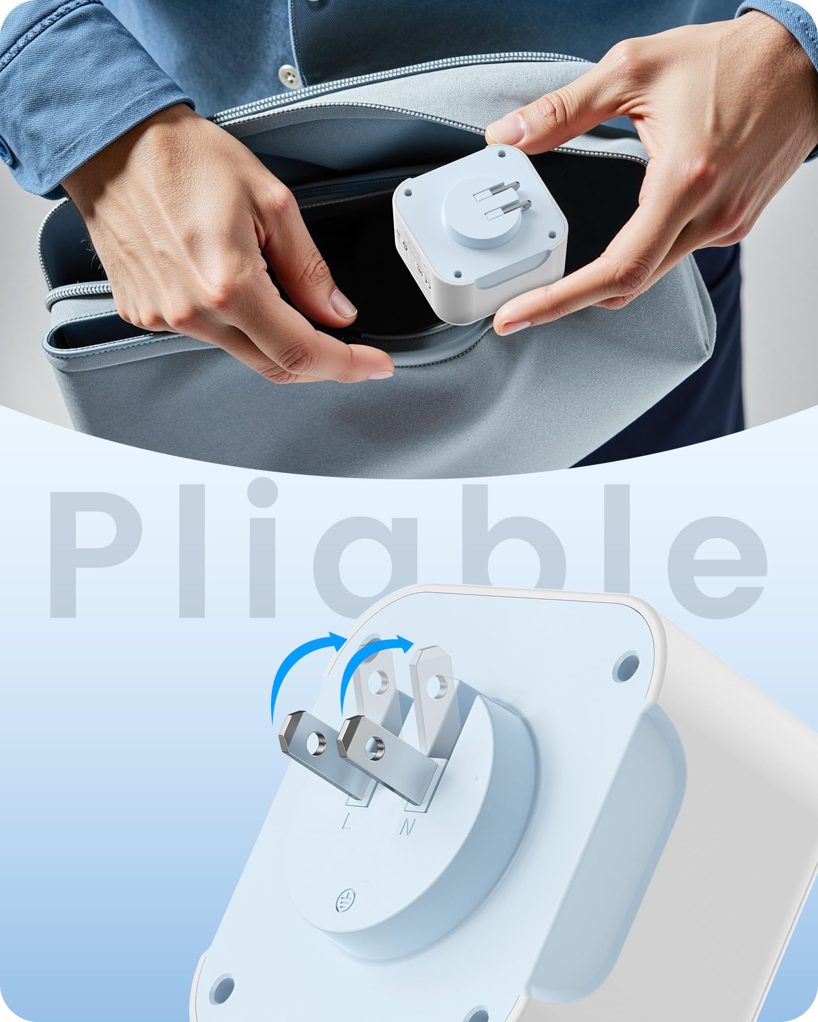 LENCENT Adaptateur de Voyage Japon Adaptateur Prise Type A avec USB-C Prise Pliable pour États-Unis USA Canada Mexique Thaïlande New York