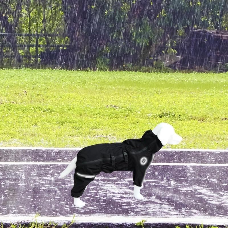 Abrigo de invierno para perros, ropa para perros, traje de nieve, ajustable, impermeable, para paseos al aire libre, chubasquero, chaqueta para perros pequeños (negro, L)