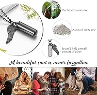 Vista 6 de abooxiu Collar de cremación de cilindro personalizado para cenizas de mascotas, collar de urna con ala de ángel, collar de cenizas de pata