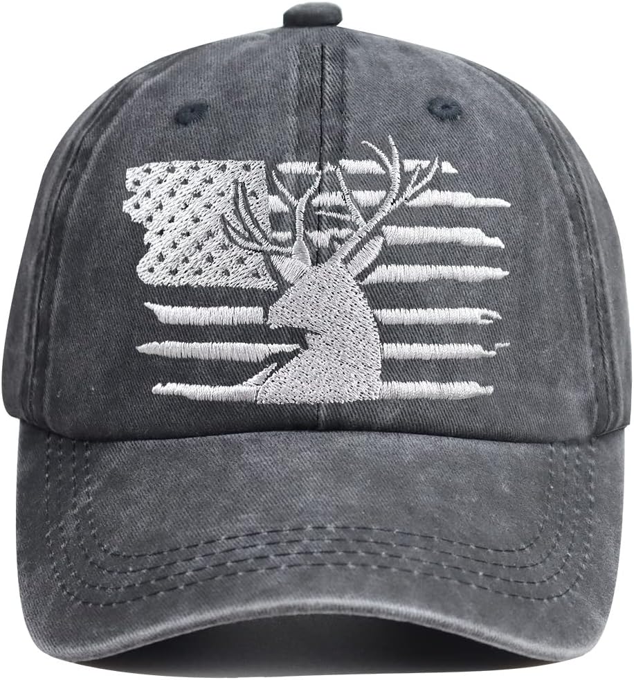 HHNLB Embroidered Funny American Flag and Deer Skull...
