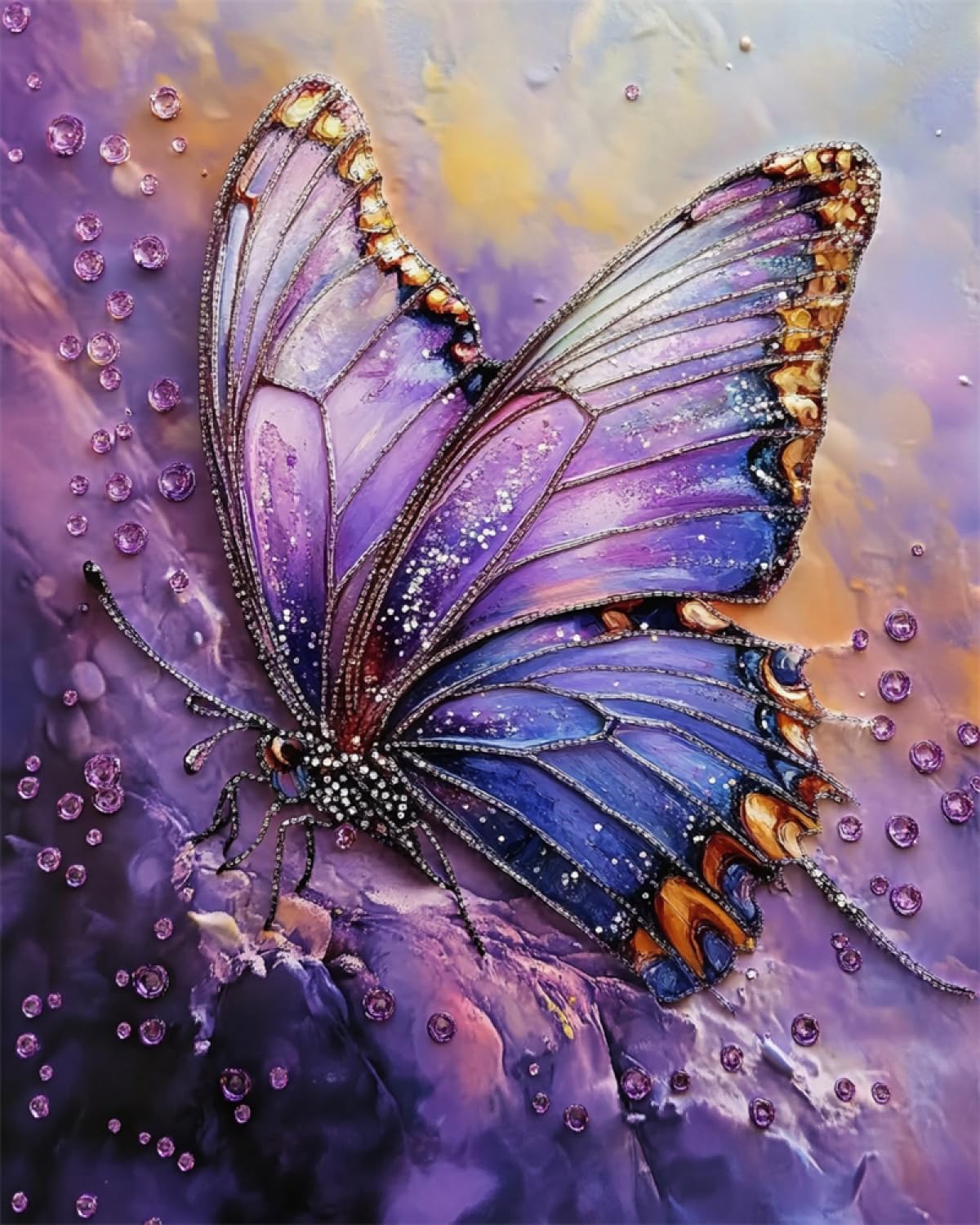 DIY Kits De Bordado Con Cuentas Animal Mariposa Morado De Fantasía Kit De Bordado Con Cuentas Para Adultos,Set De Tapiz Con Bordado A Mano,Kits De Bordado Con Cuentas De Semillas Para Hace 40x50cm