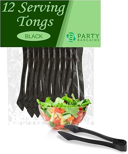 Miniatura 12 de PARTY BARGAINS Pinzas de plástico para servir de 8.5 pulgadas, paquete de 6, pinzas de plástico transparente de alta calidad y resistentes