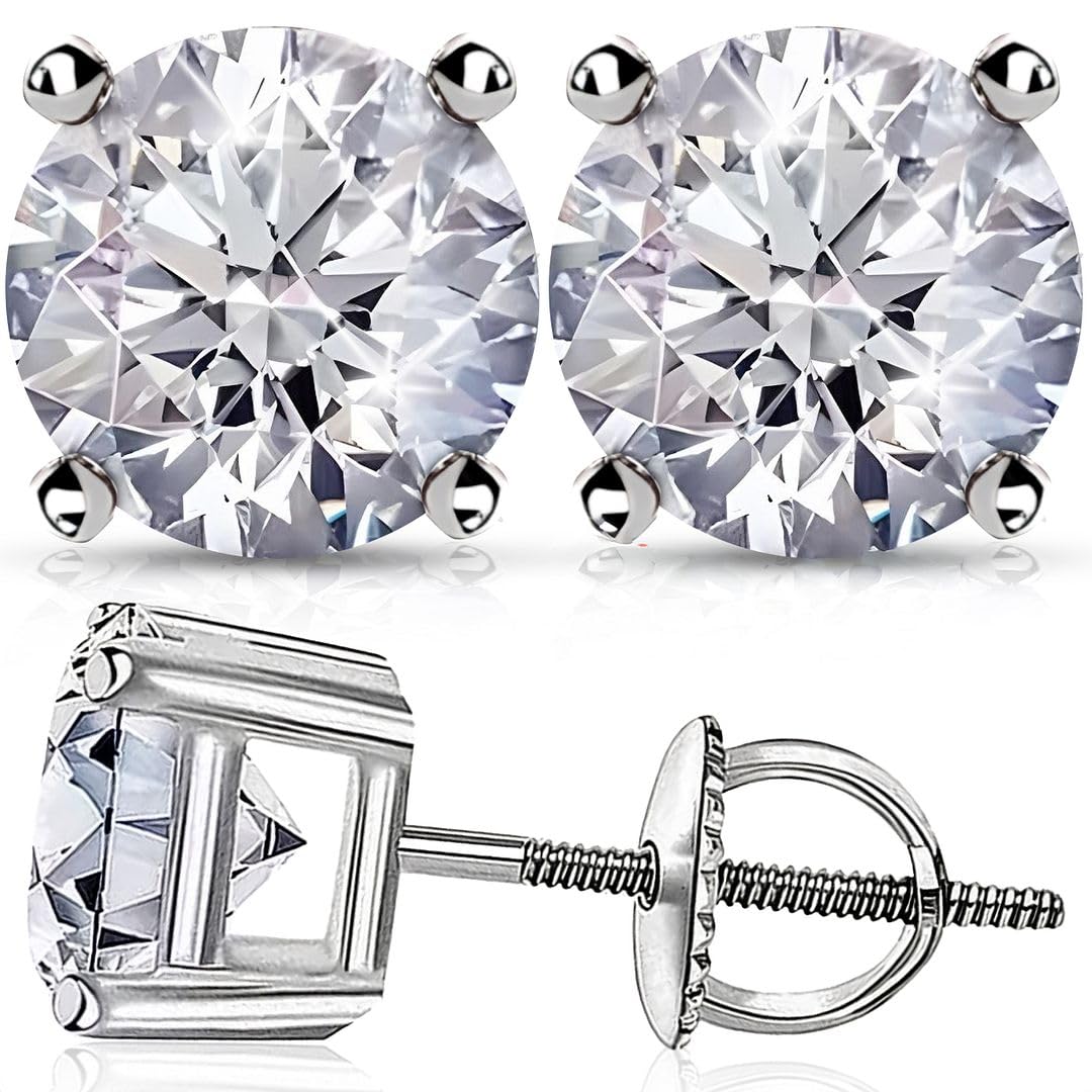 IGI Certified 0 2 to 4 Carat Lab Grown Diamond Stud Earrings for Women Solid 14K Gold Platinum