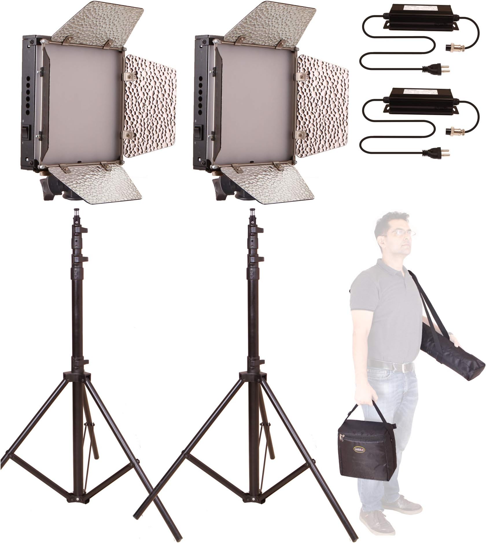 HARISON Argos L-40 kit DA/LED Light Kit/Metal Body/Made in India/for YouTube and Film-Making/Video Light/with Reflective barn-Doors/High CRI/with air-Cushioned Stand 8 feet