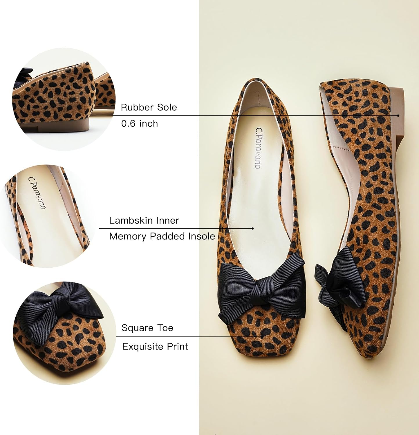 C.Paravano Flats for Women | Women's Flats | Square Toe Flats | Ballet Flat | Low Heels for Women - Image 5
