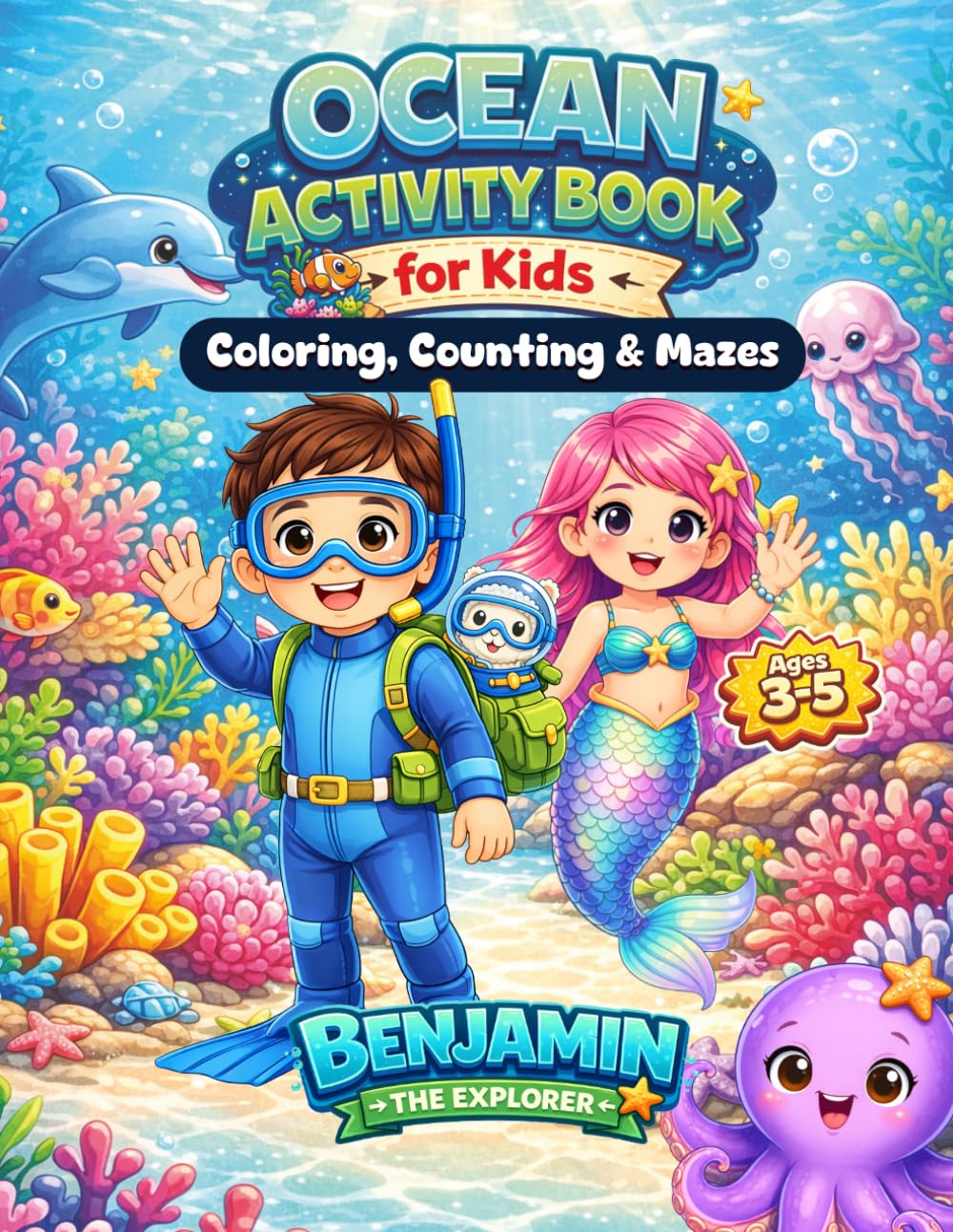 Ocean Activity Book for Kids Ages 3-5: Fun Coloring, Counting, Tracing and Mazes with Ocean Animals | Preschool Learning Workbook with Benjamin the Explorer (Benjamin the Explorer Adventures)