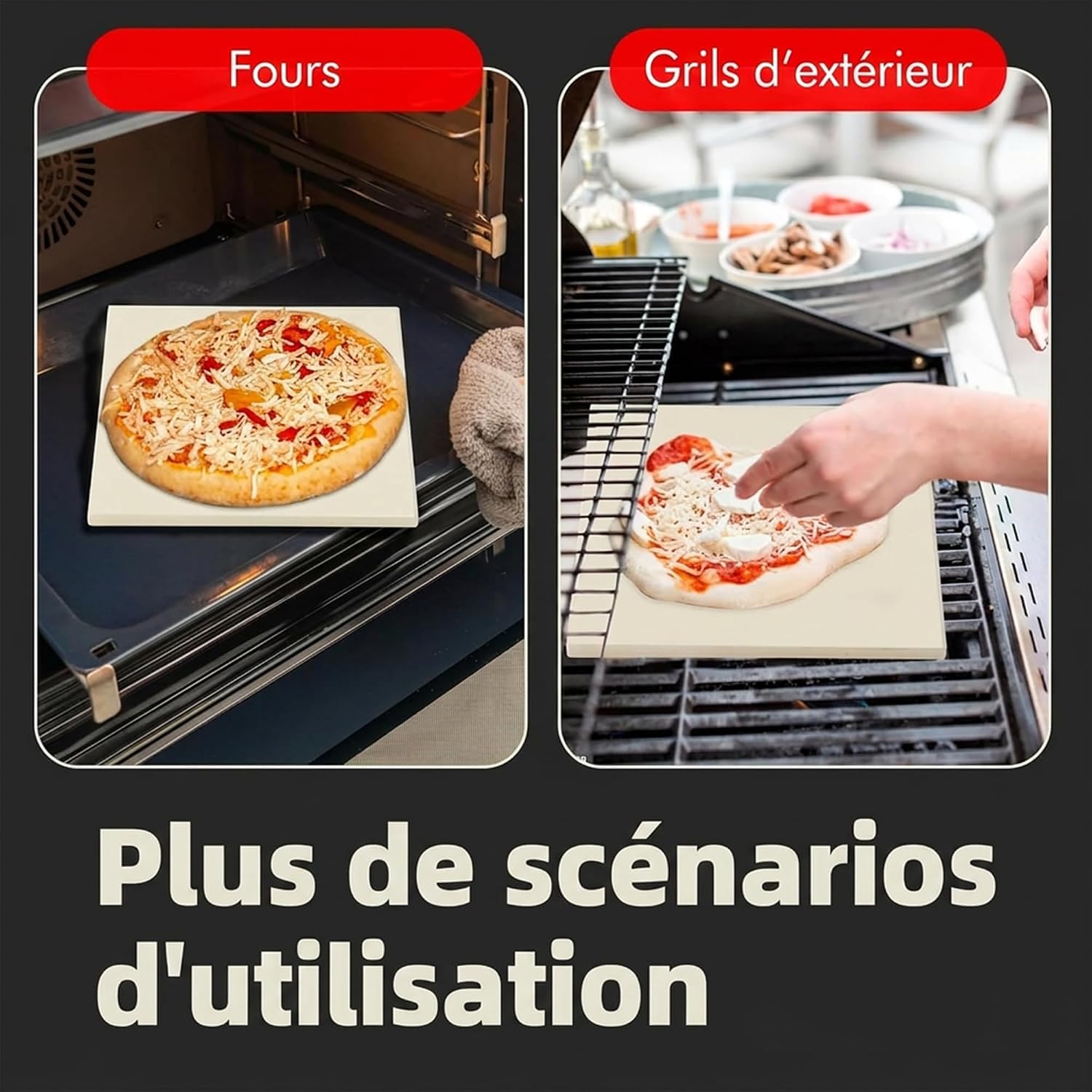 Pierre à pizza carrée 32 cm en cordiérite