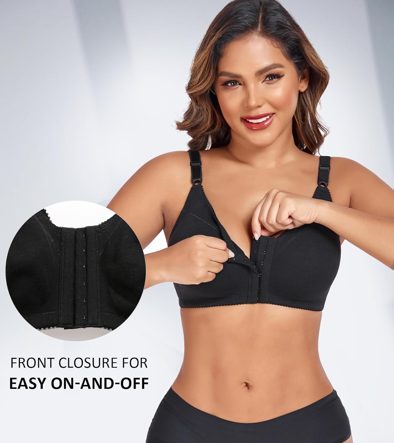 DotVol Women's Front Closure Cotton Wireless Unlined Comfort Everyday Bra - Image 5