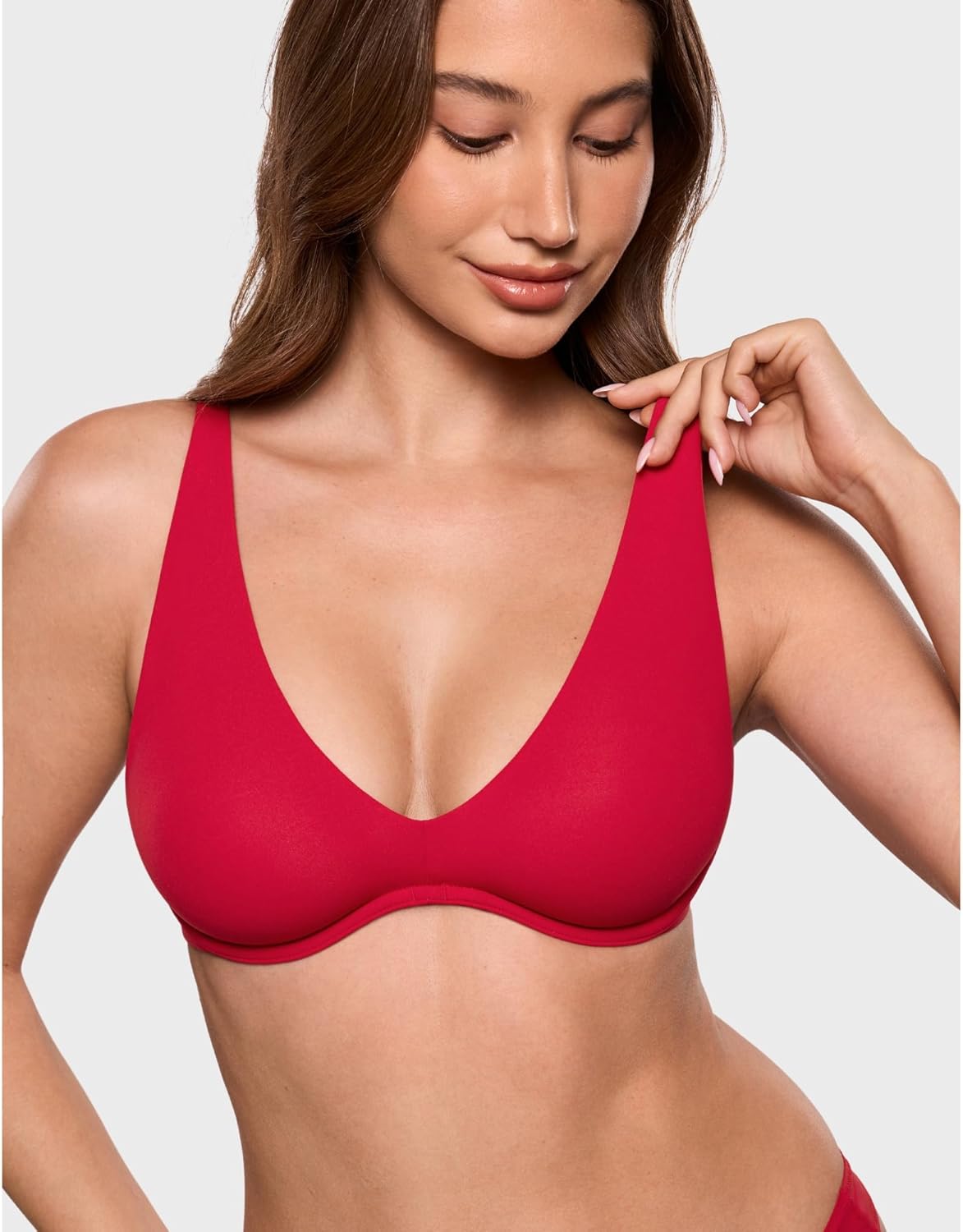 INLYRIC Women's Inbarely Plus Unlined Bras V Neck No Padding Underwire Tshirt Comfort Lounge Everyday Bras - Image 5